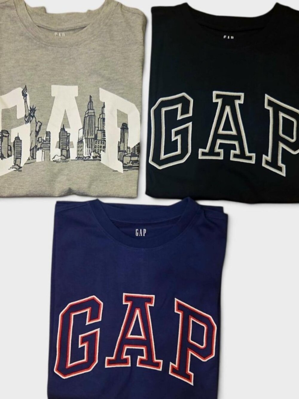 3 Pack Men's "GAP" T shirts - Logo-Crew Neck Short Sleeve -NEW